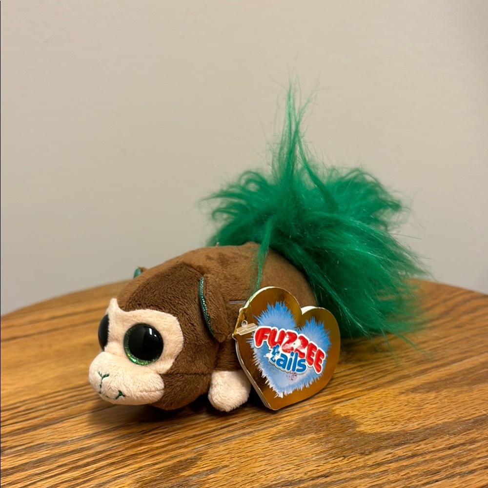 NWT Fuzzee Tails Bonzai 6” Plush Monkey Green Tail Stuffed Animal Born 4/20